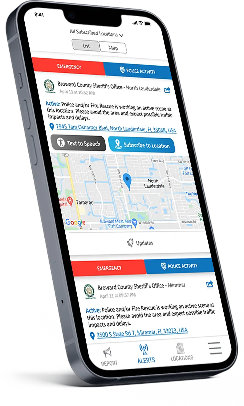 SaferWatch app screenshot – providing real-time safety and emergency alerts